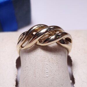 Estate 4 Bar Weaved 7mm wide Polished 10Kt Yellow Gold SKAL S-6 Ring #22993
